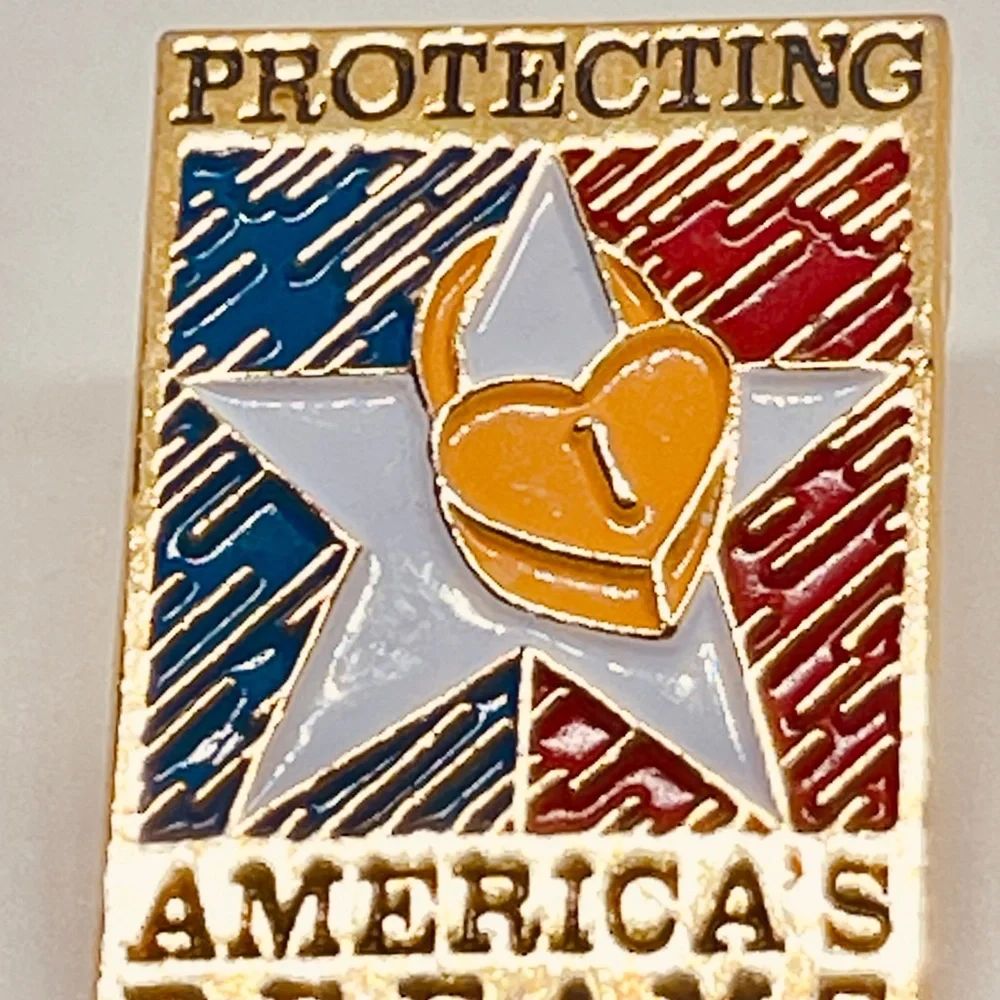 Protecting America's Dreams Star Heart Cloisonné Enamel Gold Tone Lapel Pinback